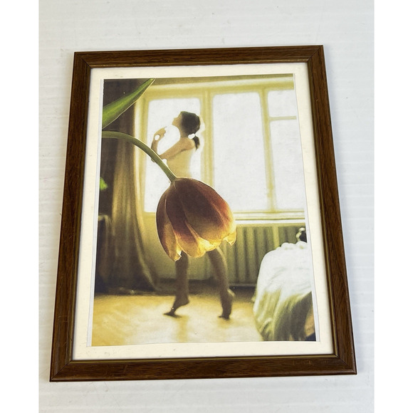 Ballerina Dancer Tulip Art Photograph Print 10" x 12" Framed Wall Hanging - Picture 1 of 5